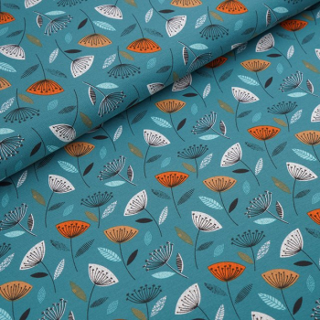 Bio Jersey Retro Flowers everglade